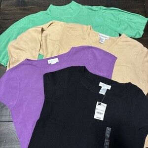 4 Women’s Size Large Solid Color Tops- Worthington, Dressbarn, Preston & York